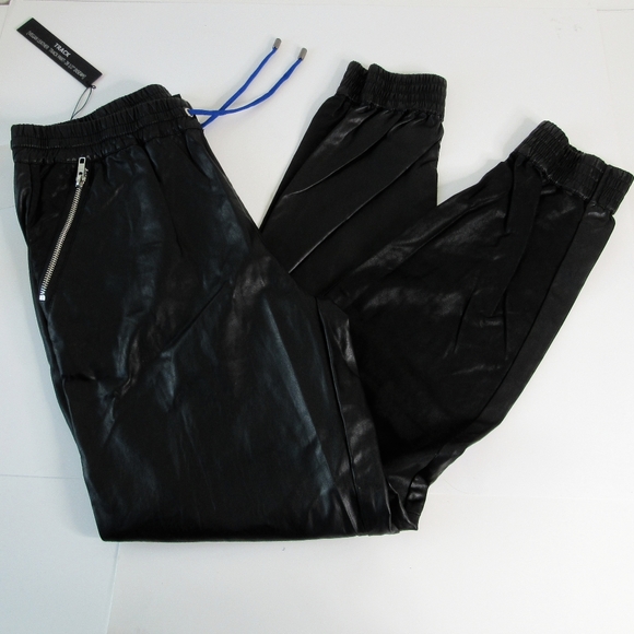 NWT Blank NYC Black Vegan Leather Track Pants SZ M - Picture 2 of 8